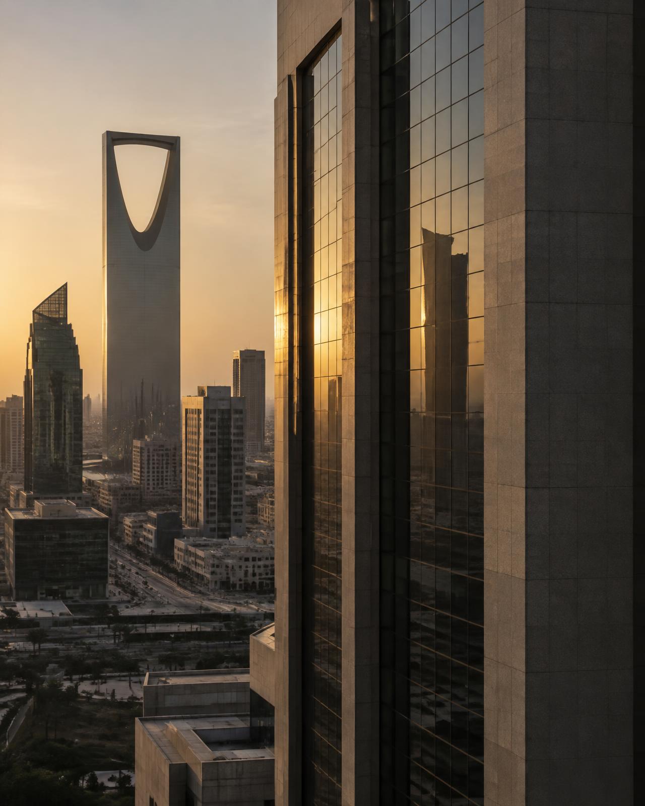 أبراج مكتبية في الرياض عند ساعات النهار الأخيرة